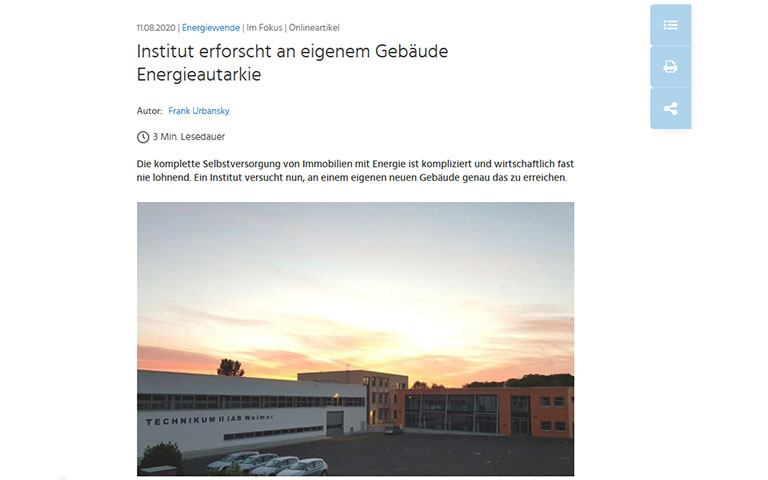 Institut erforscht an eigenem Gebäude Energieautarkie Bild Sonnenaufgang am IAB Weimar