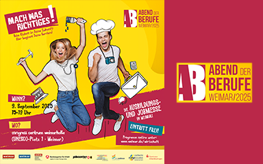 Bild Event-Banner für eine Job- ud Karrieremesse mit jungen Leuten