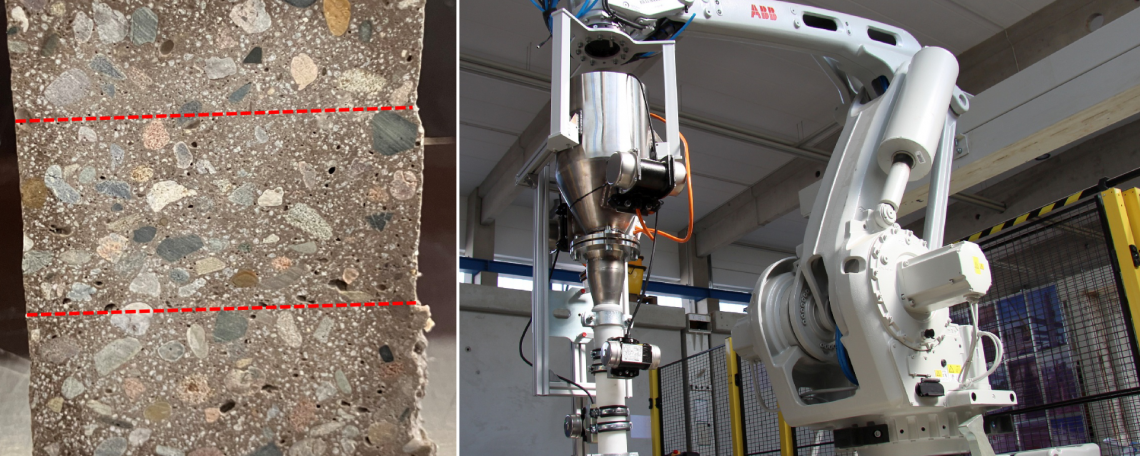 Vibrationsmodulierter 3D-Betondruckkopf Bild Roboterarm mit 3D-Betondruckkopf