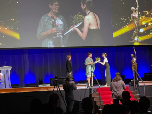 Bild Preisverleihung auf einer Gala-Bühne in Würzburg